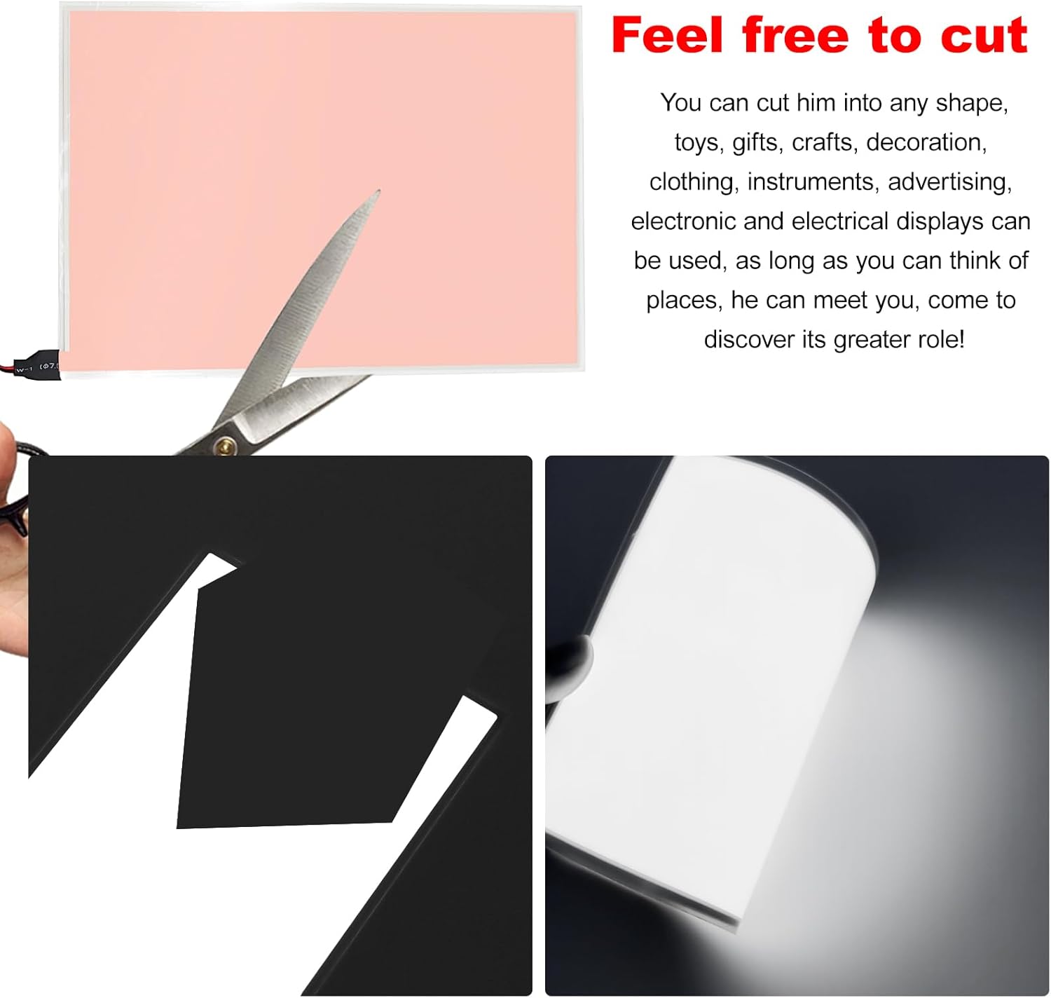 El Panel Backlight 8.2 x 5.9 Inches Electroluminescent El Sheet Panel Light Diy El Cuttable Backlight Paper Lamplamp Sheet Neon for Cosplay Party Decoration Luminous Piece (pink)