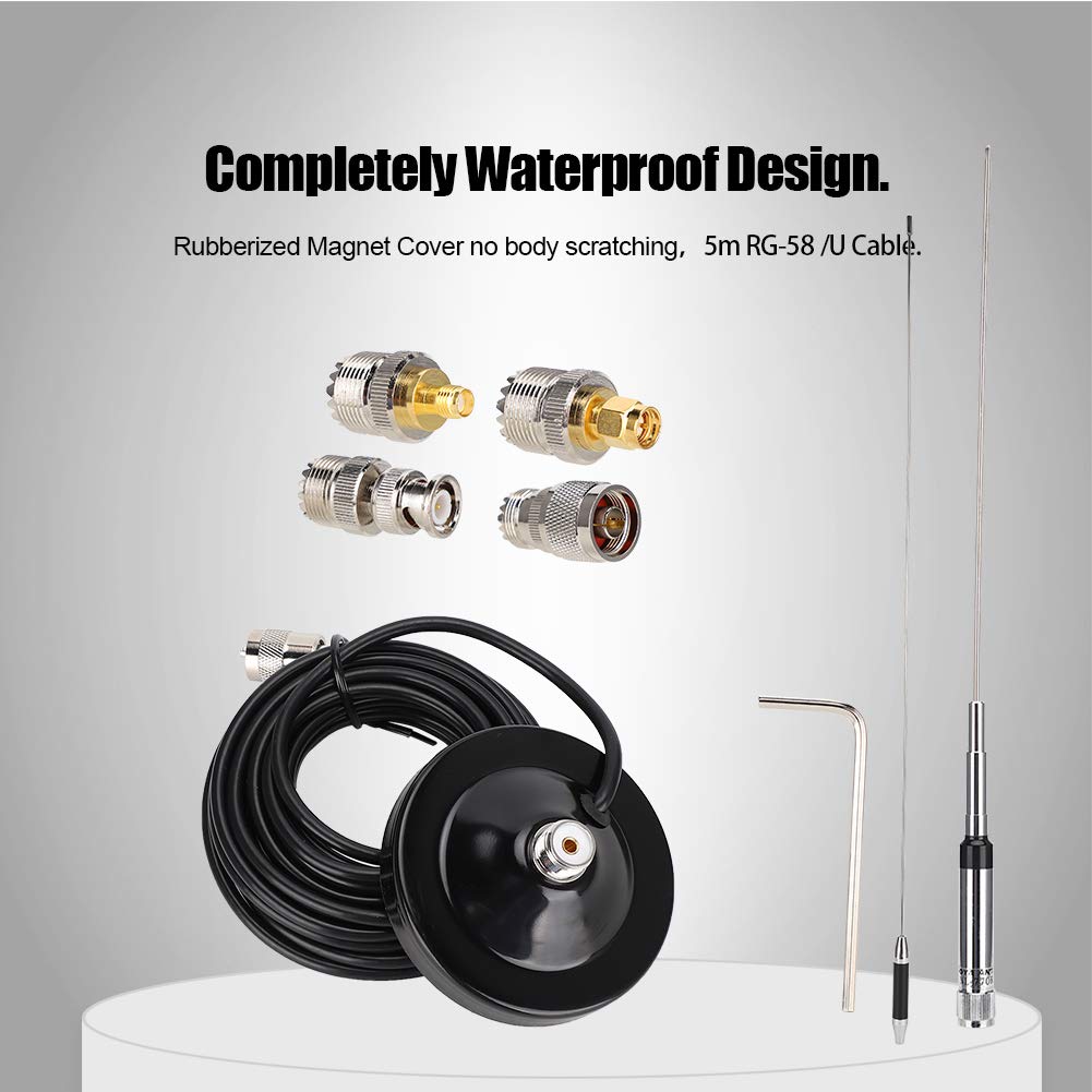 NL 770R Antena VHF UHF 144 430MHz de Doble Banda, Ganancia 3.0 5.5 DBi con Conector PL259 de Base Magnética, para Radio Móvil