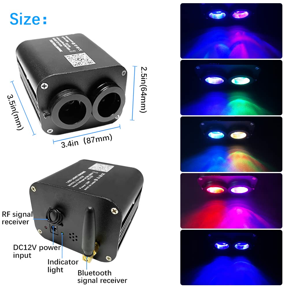 Starlight Headliner Kit, Dual Color 20W Twinkle Fibre Optic Lights Star Ceiling Light, 1300pcs*0.03in*13.1ft/4m RGBW Sound Sensor Light Source Music+APP Control for Home & Car Ceiling Headliner Décor