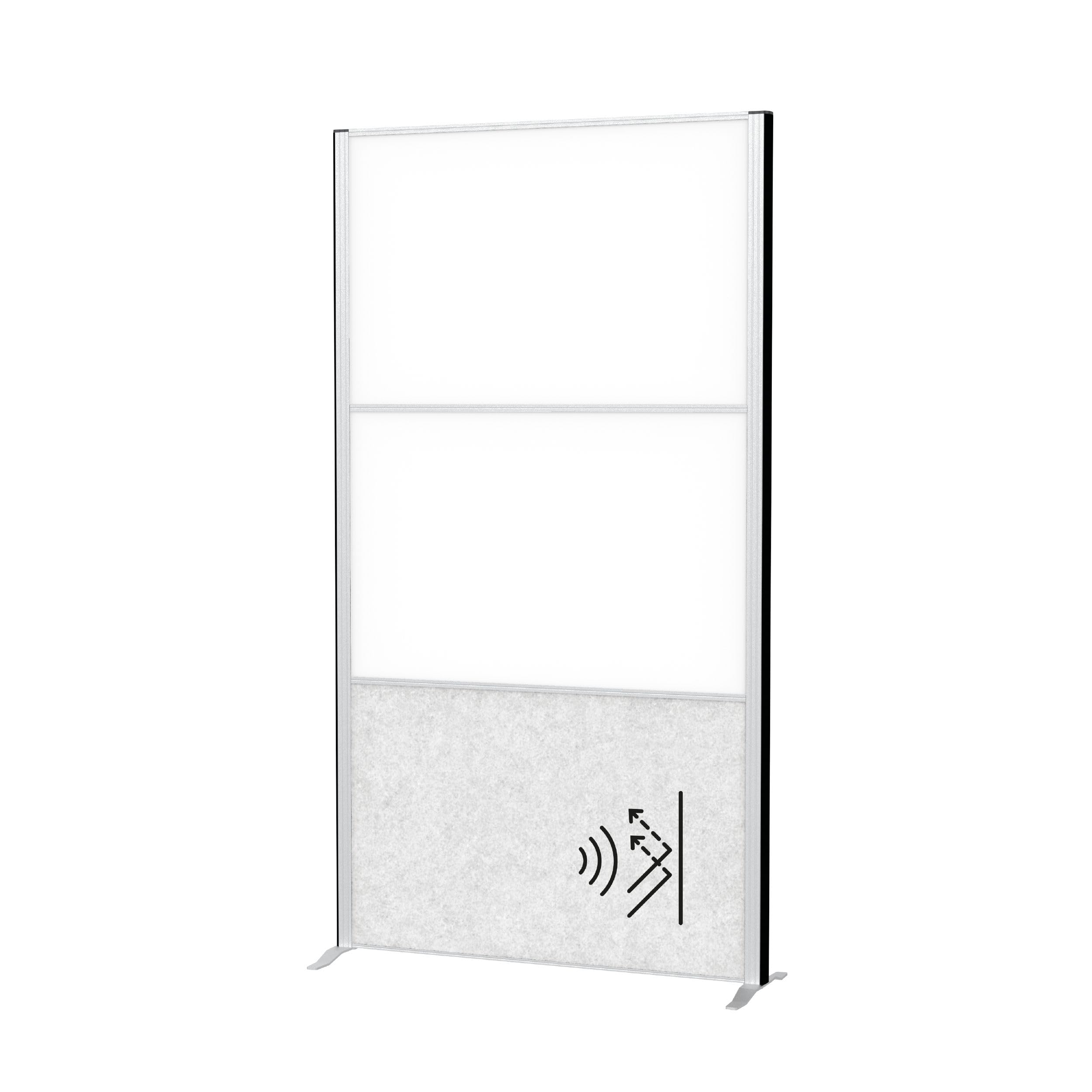 MAUL MAULconnecto Divider 180 x 100 cm Room Divider for Office and Desk Freestanding Room Divider with Feet Ideal as Privacy Screen and Sound Insulation Whiteboard + Acoustic Fleece
