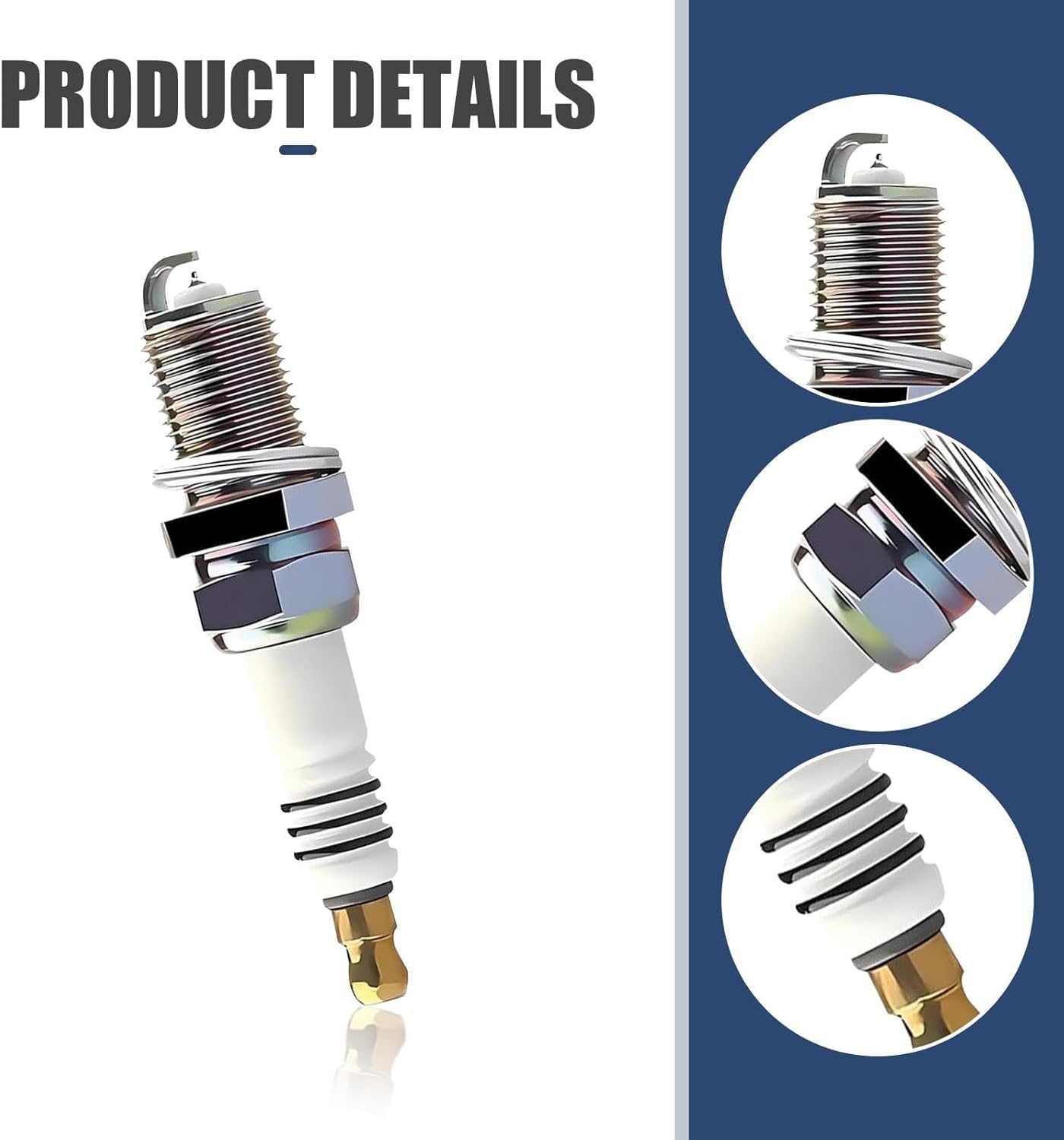 QODOLSI 4 PCS Spark Plugs, BKR5EIX11 5464 Spark Plug Replacements, Automotive Engine Parts Tool Accessories, Compatible with Audi Q7, Volkswagen CC and 2009 Yaris (Silver)