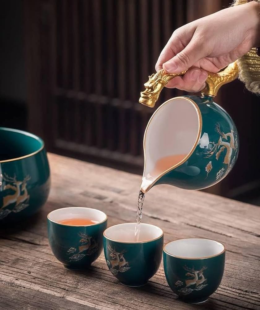 Amazon | RORA Lazy Kungfu ガラスティーセット 磁気水転換回転