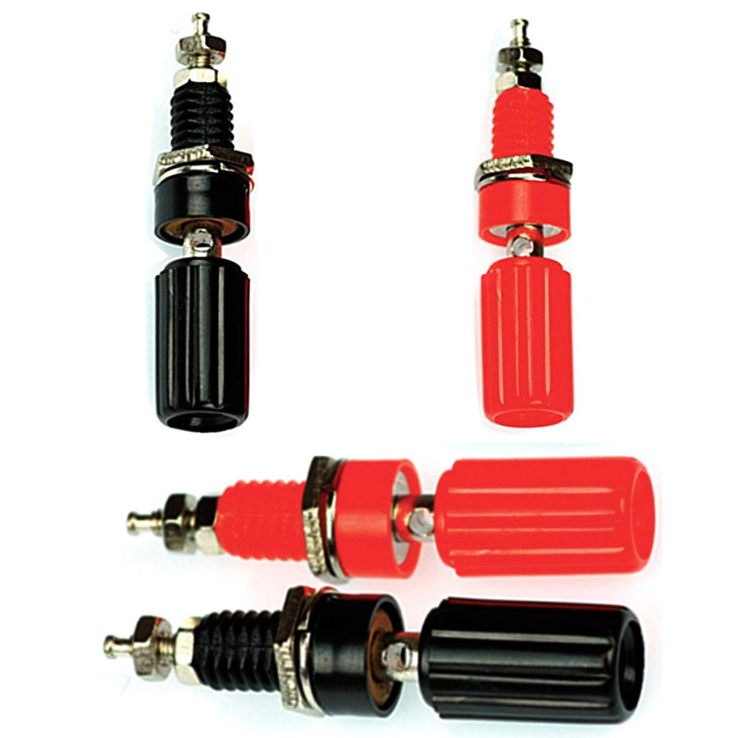 RUNCCI-YUN Lot de 10 4mm Fiche Banane Douille, Fiche Banane Femelle, 4mm fiche enceinte, Haut-Parleur Reliure Femelle Post Socket Jack pour 4mm Banana Fiche Connecteur（rouge noir）