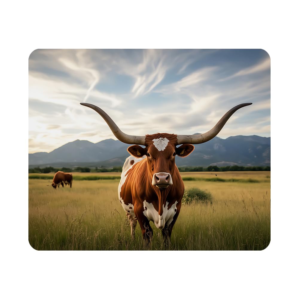 Nicokee Gaming Mouse Pad Longhorn Non-Slip Rubber Mouse Pad for Computers, Laptop, Office, Home Rectangle Personalized Mousepad 9.5 Inch x 7.9 Inch