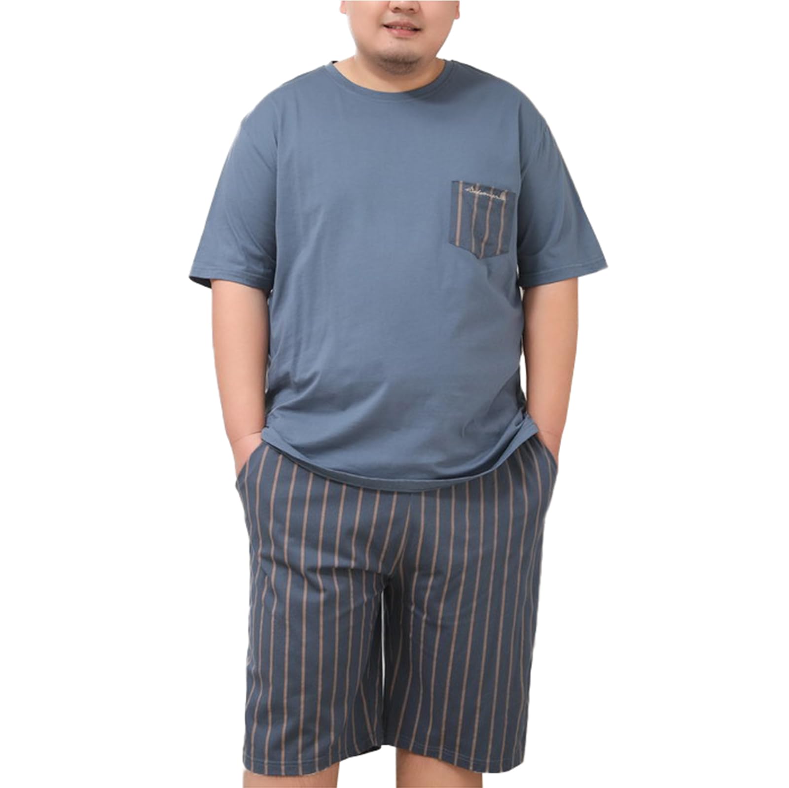 Mens Pigiama Set Manica Corta, Pigiami per Gli Uomini Soft Comfy, Mens Pigiameria Pjs Set con Tasche