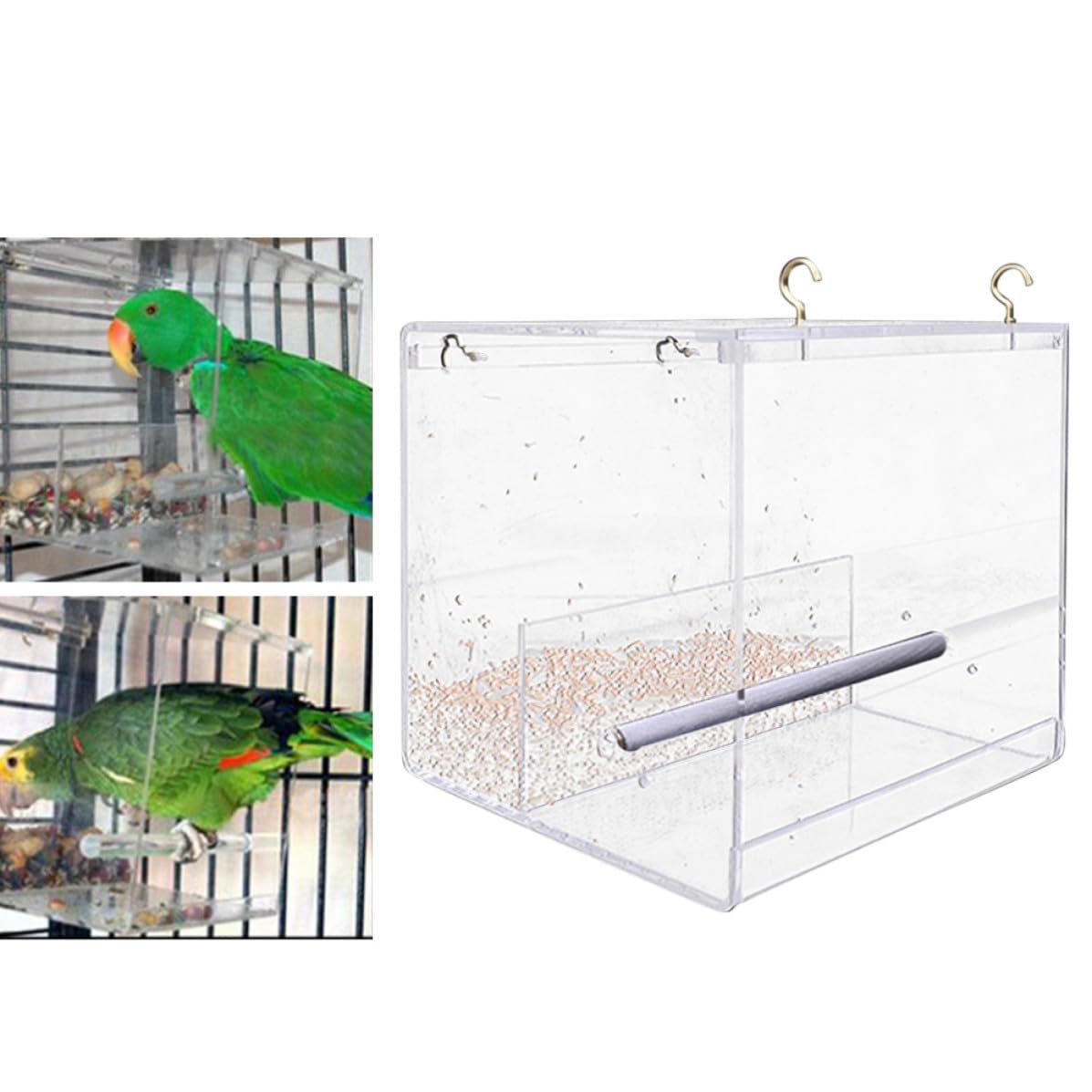 Happyyami Mangeoire à Oiseaux Facile à Remplir et Nettoyer Plateau Extra Profond et Séparateur pour Observer Oiseaux en Acrylique Transparent de Fenêtre chez