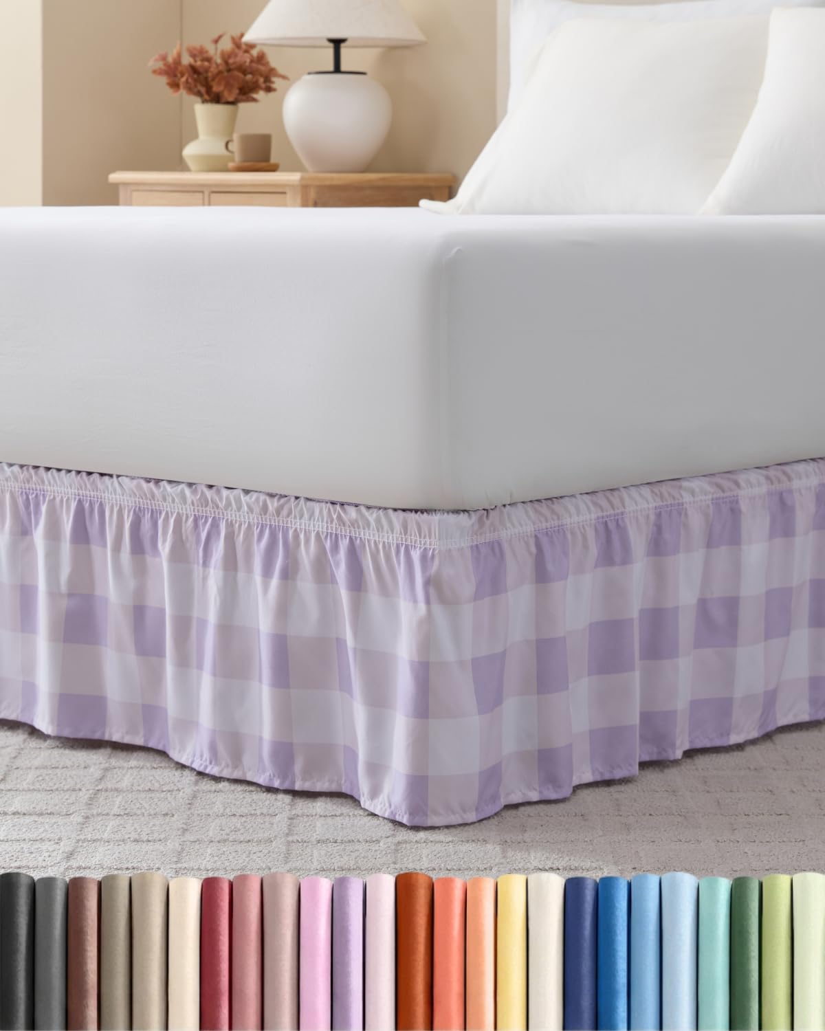 CGK Wrap Around Dust Ruffle Bed Skirt - King Size, 12" Inch, Mauve