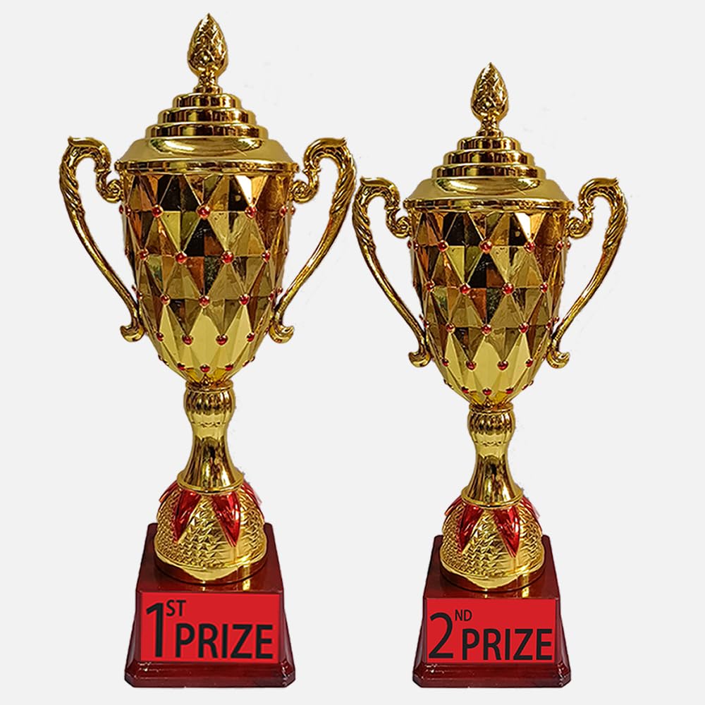 BAREEZE Pure 1ST 2ND Red Gold Metal Trophy for Event Such as Atrophy for Cricket Tournament, Sports, Academy, Awards, School Trophy (B0CNCS2G9C) Amazon Price History, Amazon Price Tracker