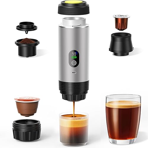 Miniatura 9 de Máquina de café expreso eléctrica portátil 6 en 1, cafetera de viaje de autocalentamiento de 20 bar con batería de 7500 mA, pantalla, compatible con
