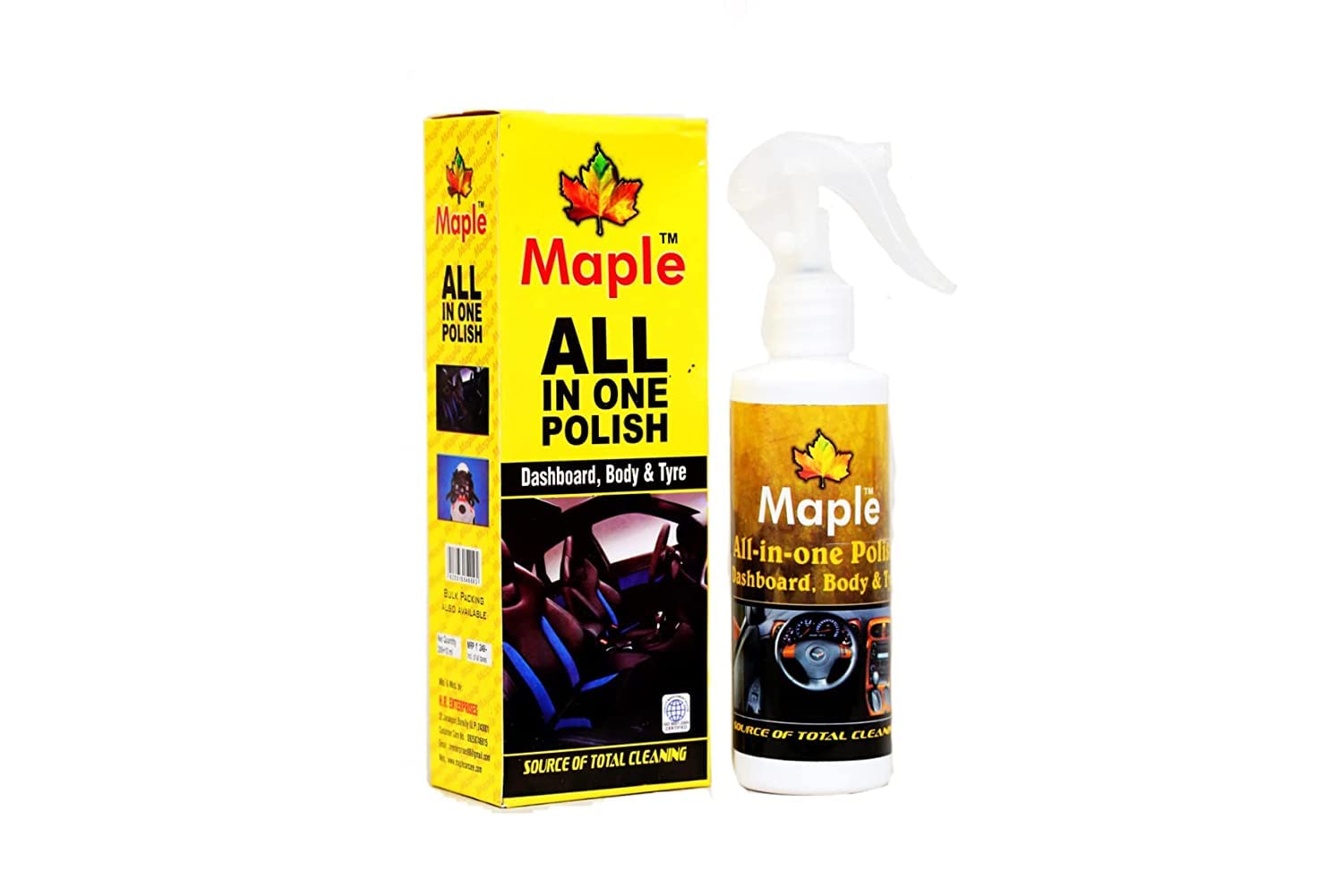 Maple Car Care All in One Multipurpose Liquid Car and Bike Spray Polish | (200ml Each) Pack of 2 | (1 Foam Piece)