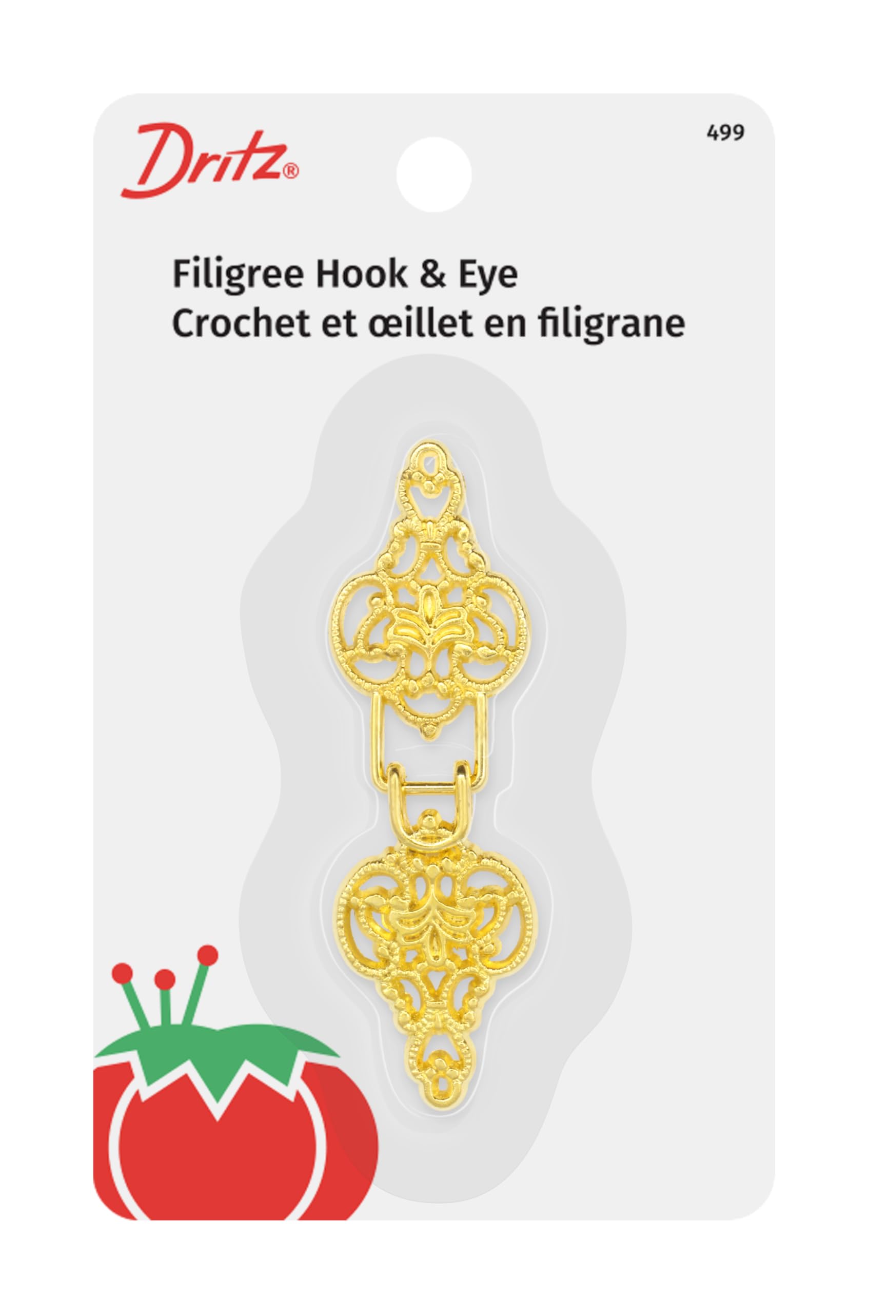 Dritz 499 Filigree Hook & Eye Closure, Gold