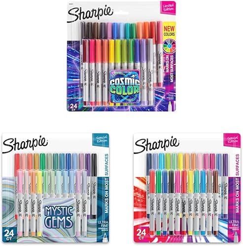 SHARPIE Marcadores permanentes punta ultrafina color cósmico y marcadores permanentes Sharpie punta ultrafina con color de gema mística y marcadores