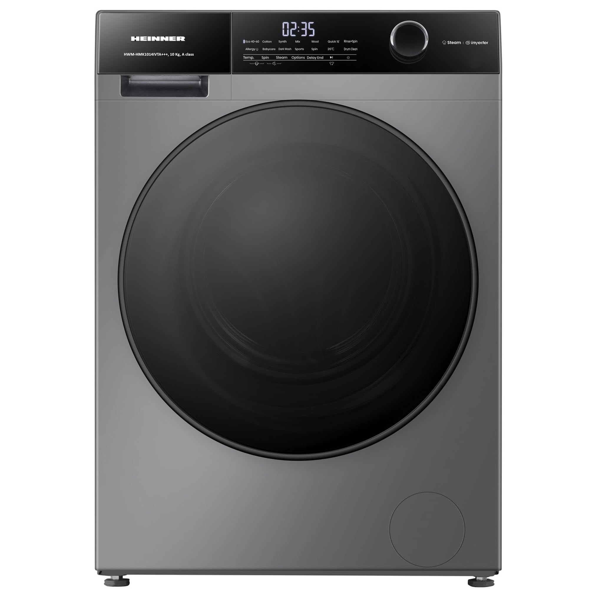 HWM-HMK1014IVTA+++ – Waschmaschine 10 kg, 1400 U/min, Inverter-Motor, 15 Programme, Touch-Display, Energieeffizienzklasse A, Grau Titan, 5 Jahre Garantie (Anthrazit, 10 KG)