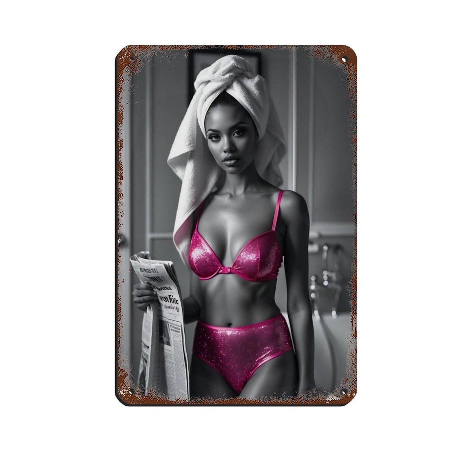 Pink Lingerie Boudoir Decor Tin Sign Vintage Metal Pub Club Cafe Bar Home Wall Art Decoration Poster Retro 8x12inch(20x30cm)