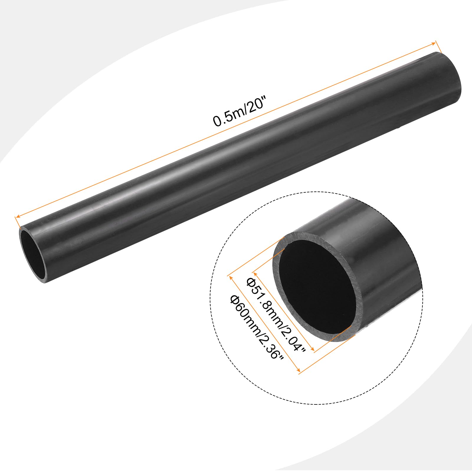 QUARKZMAN Tubo Rigido In PVC Da 2 Pollici Tubo Rotondo 51.8 Mm ID 60 Mm OD 500 Mm Grigio Scuro Ad Alto Impatto Per Tubo Dell'Acqua Artigianato Decorazione Guaina Per Cavi