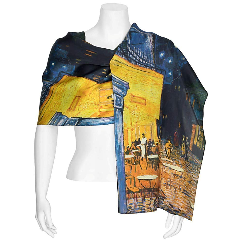 VON LILIENFELD® Foulard Soie Vincent van Gogh : Le café de nuit Femme Écharpe Art Cache-Nez
