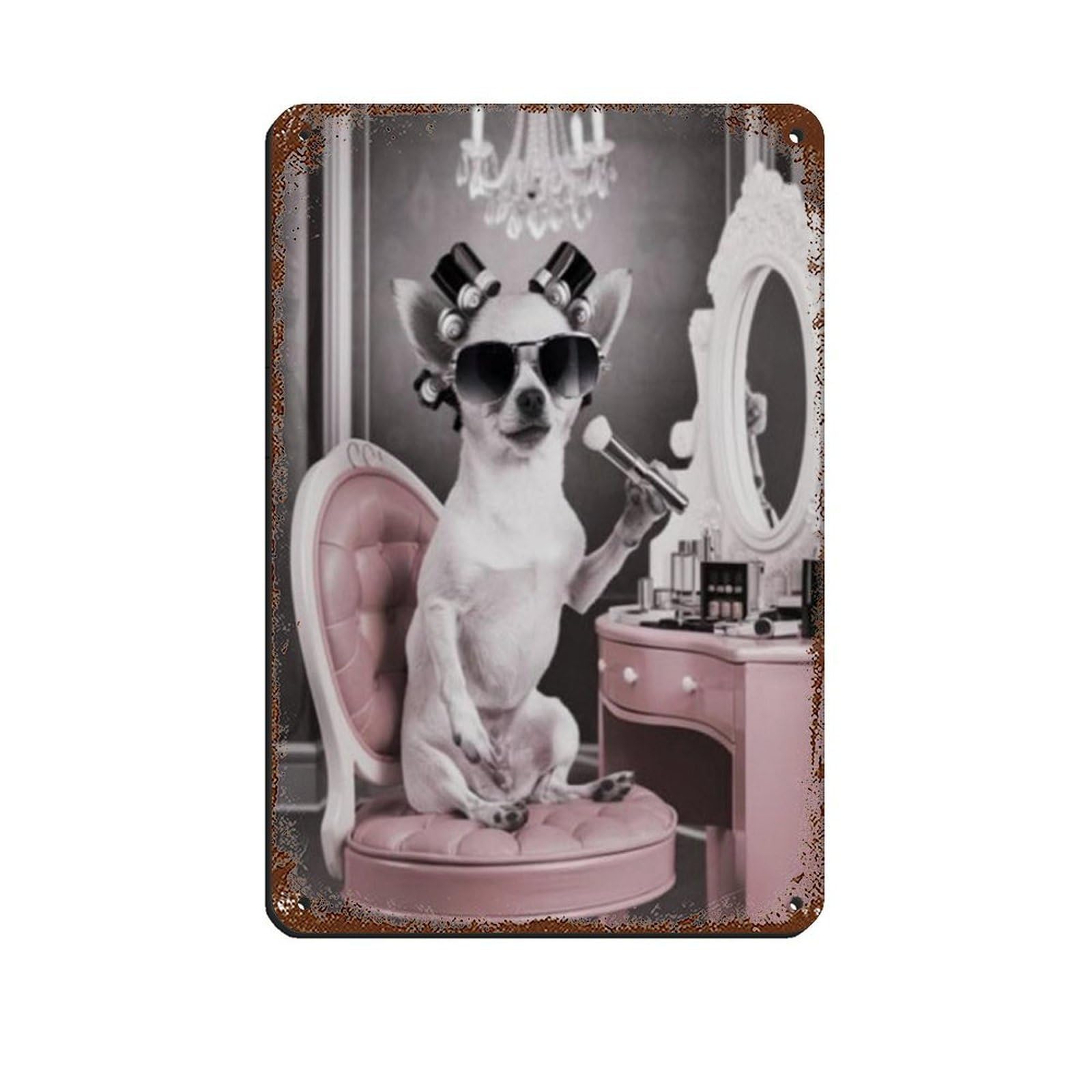 Chihuahua Dog Bathroom Art (4) Tin Sign Vintage Metal Pub Club Cafe Bar Home Wall Art Decoration Poster Retro 8x12inch(20x30cm)