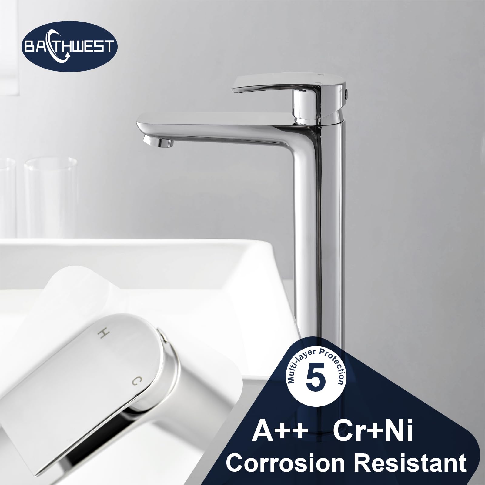 922L - Rubinetti miscelatore per lavabo, monoblocco moderno, in ottone cromato