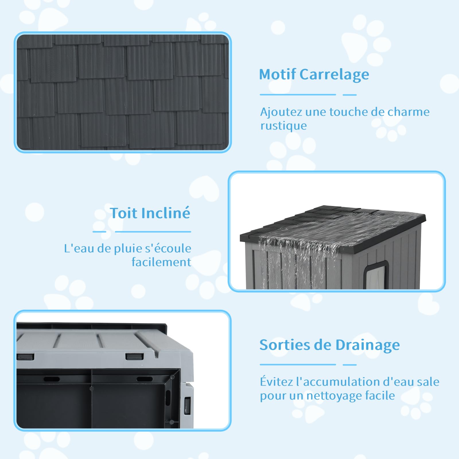 GYMAX Niche pour Chien Chat en Plastique Imperméable, 54 x 63 x 56,5 cm