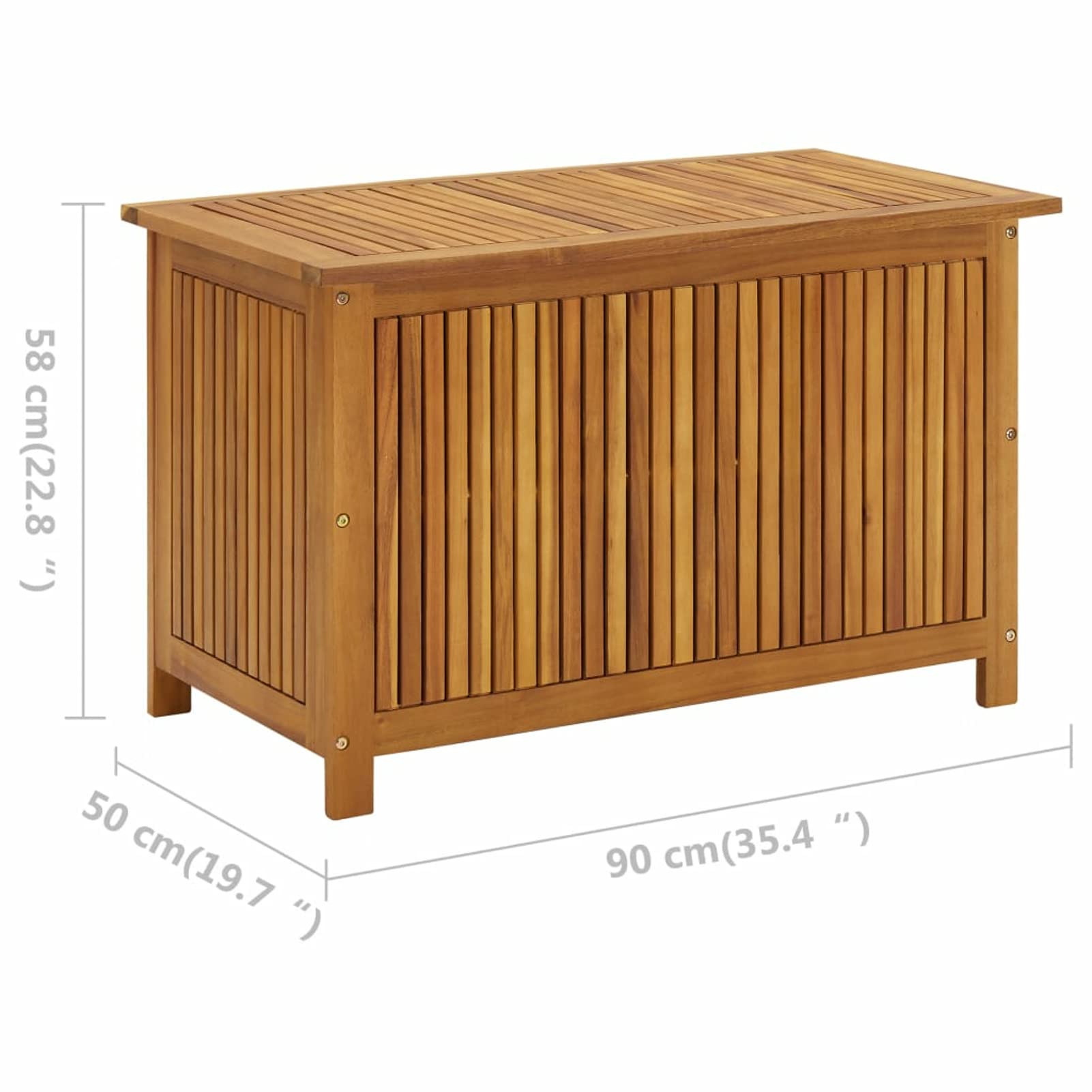 ShGaxin Schowek ogrodowy, zewnętrzna Arcon, Baul Garden Storage, ogrodowa skrzynia, skrzynia ogrodowa na zewnątrz, akacja lite drewno 90x50x58 cm