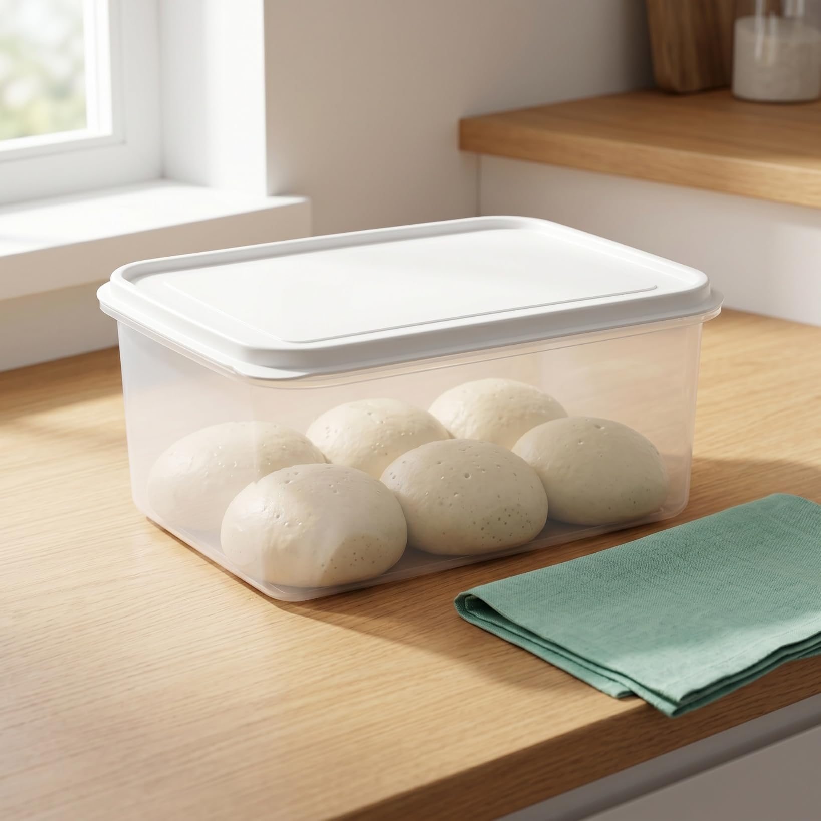 Ciieeo Stapelbare Pizzateig-Gärbox Mit Deckel 4L Transparentes Teigbehälter Für Brotteiggärung Und Platzsparende Aufbewahrung in Der Küche Aus Sicherem Pp-Material