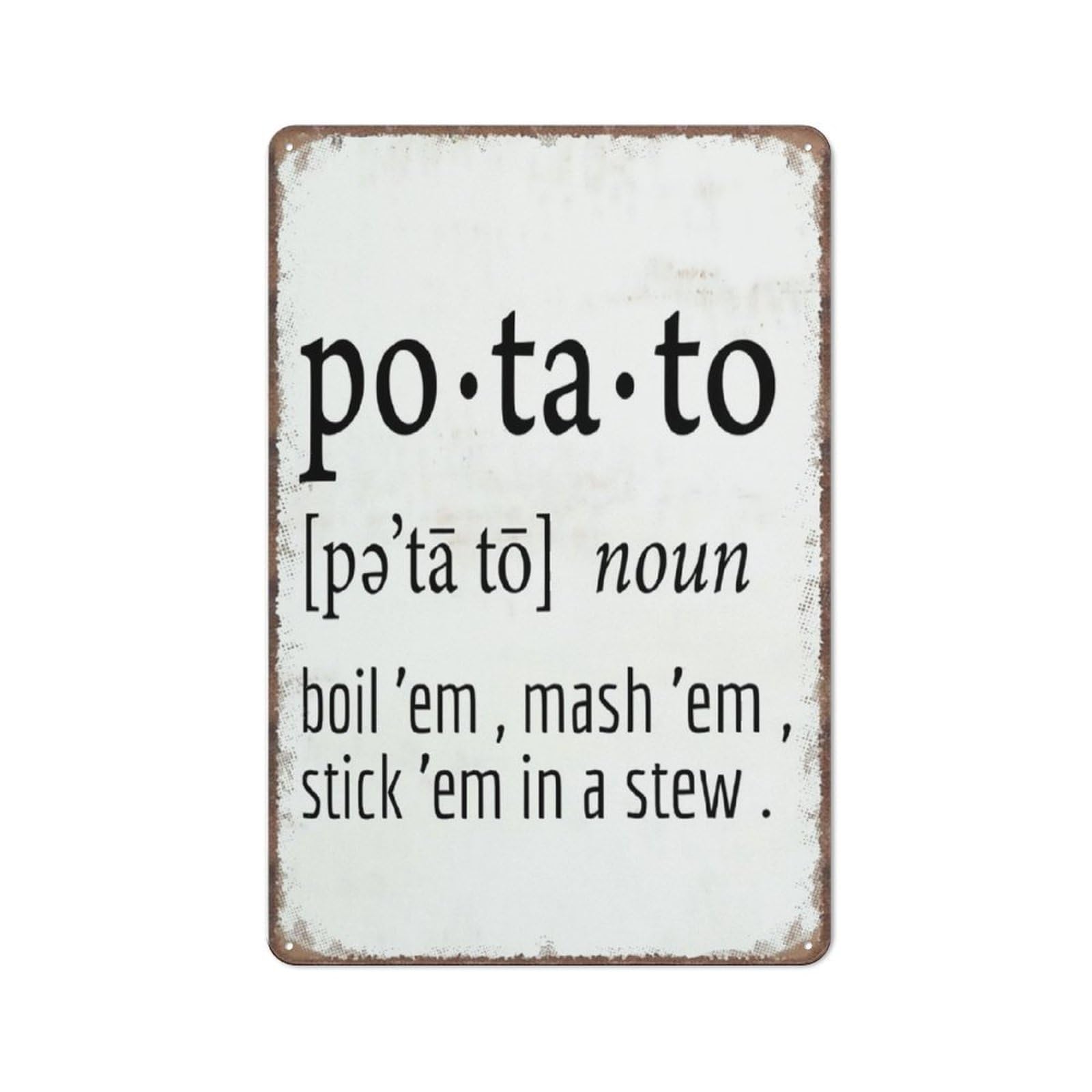 Jaesxxco Tin Sign4 Funny Potato Tiered Tray Decor, Potato Definition Counter Decor,Funny Metal Sign Poster Wall Art For Kitchen Garden Bathroom Farm Home Coffee Decor Tin Sign,8X12 Inches