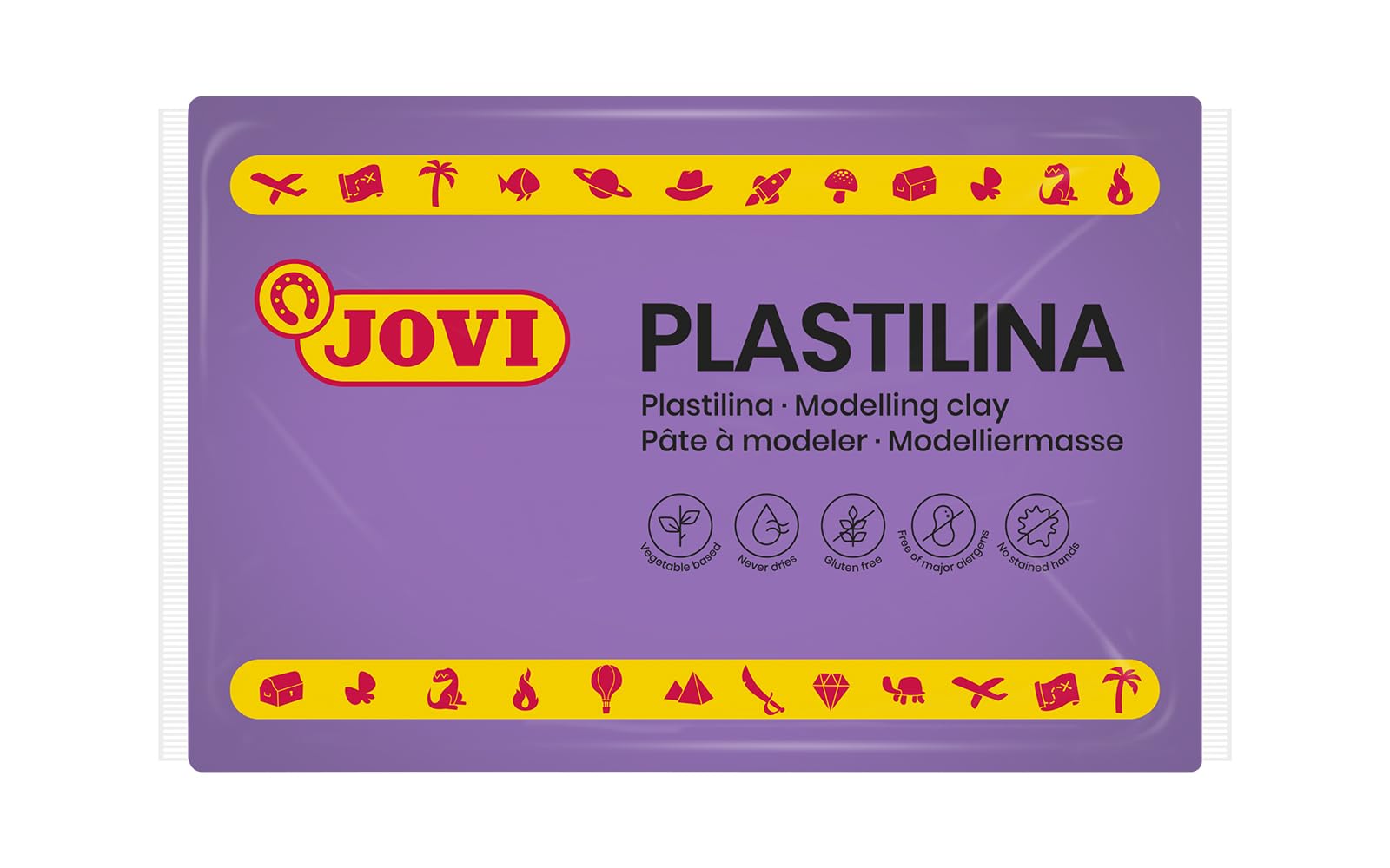 Jovi Plastilina, Color Lila, 350 Gramos (7214) | Base vegetal, no tóxica, sin gluten, para niños a partir de 3 años, reutilizable, ideal para manualidades y juegos
