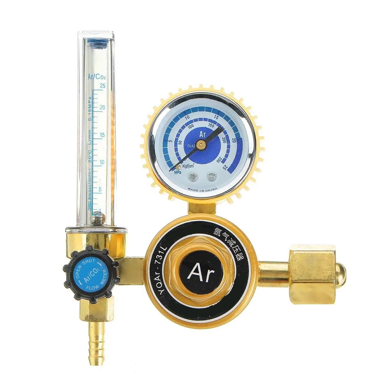 CVFRDD Pressure Reducer G5/8" 0-25Mpa Argon CO2 Mig Tig Flow Meter Gas Regulator Flowmeter Welding Weld Gauge Argon Regulator for Garden and Home