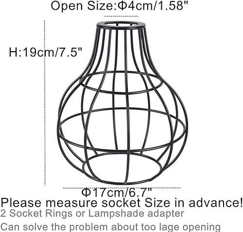 Miniatura 2 de Juego de 2 cubiertas de bombillas rústicas industriales vintage, jaula de alambre de metal para colgar iluminación colgante, protector de lámpara de