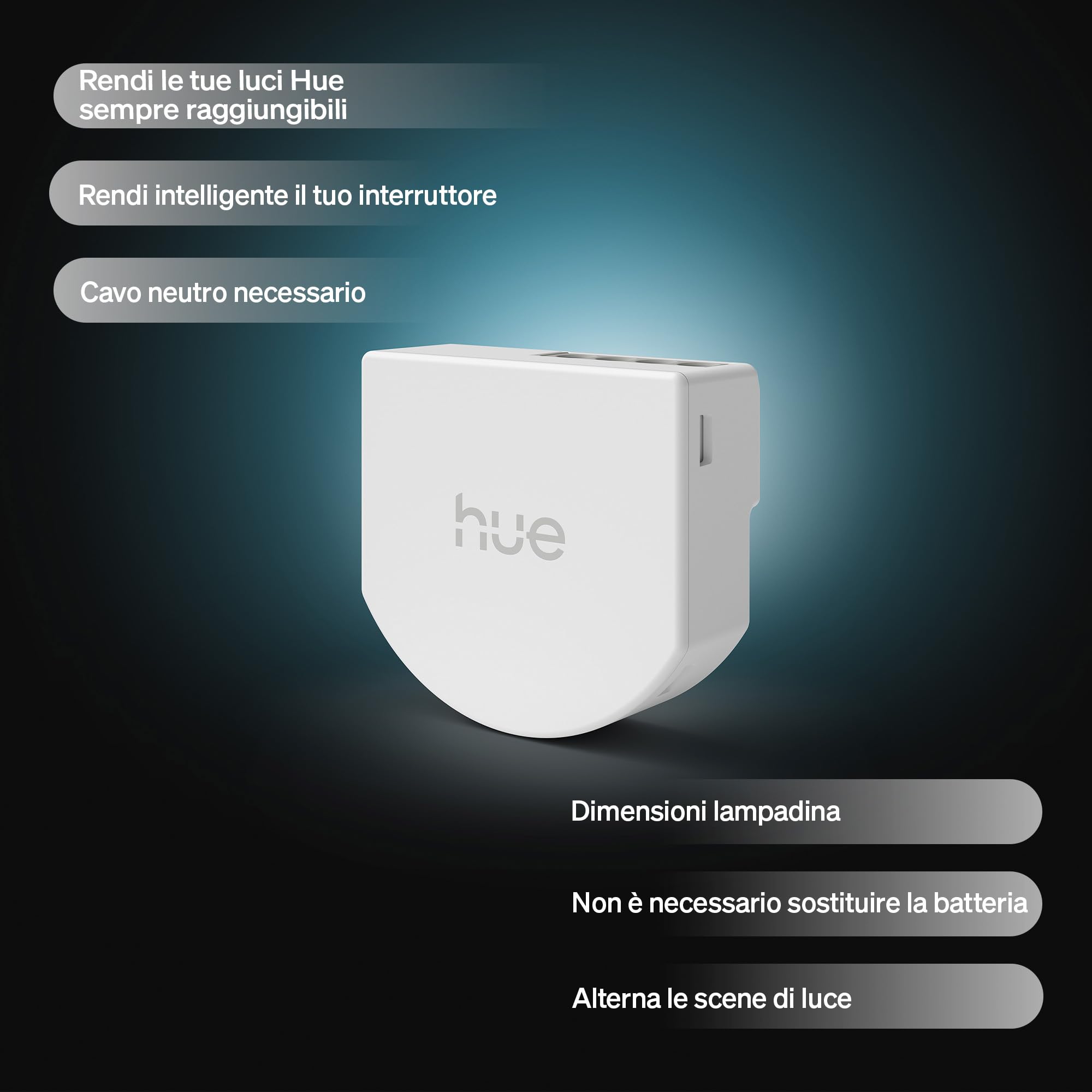 Philips Hue Interruttore a Muro Cablato, 2 Pezzi, Controllo Luci Hue, Comandi Personalizzati, Senza Batterie, Connessione Affidabile, App, Comandi Vocali, Funziona con Apple Home, Google Home, Alexa