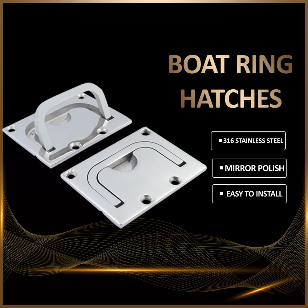 Ayunwei Lot de 2 anneaux de levage pour trappe de bateau, acier inoxydable 316, poignée de trappes de pont de bateau Ayunwei Lot de 2 anneaux de levage pour trappe de bateau, acier inoxydable 316, poignée de trappes de pont de bateau