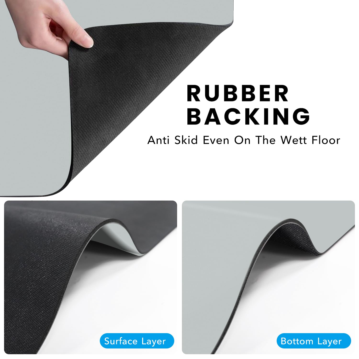 TBEECOZY Coffee Mat, Absorbent Dish Drying Mat for Kitchen Counter,Coffee Bar & Dish Drying Mats for Countertop,Coffee Bar Accessories Coffee Machine Drying Pads?Silver White?9 x 14.4 in?