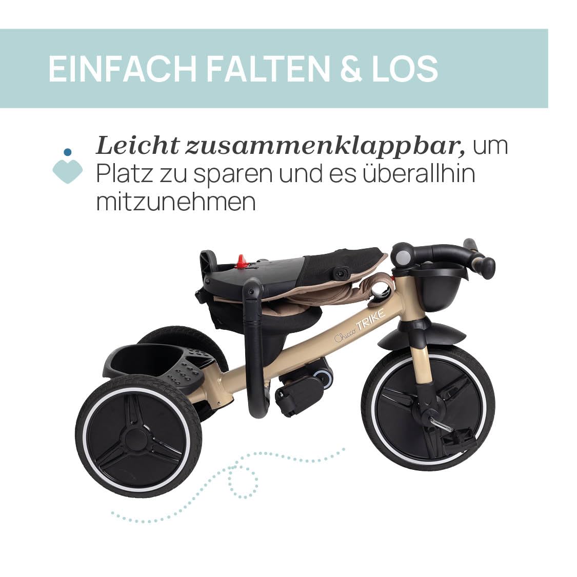 Chicco Spiel Dreirad 4in1, entwicklungsbegleitendes Dreirad von 6 Monaten bis 4 Jahren, abnehmbares Verdeck, Eva-Gummiräder, Teleskop-Schiebestange, leicht zusammenklappbar, Freilaufpedale