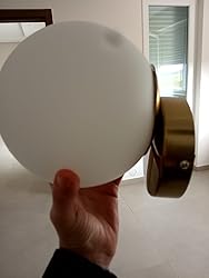 Lampada Da Parete Goeco Con Paralume A Sfera 15cm - Design Moderno | Per Camera Da Letto E Soggiorno | Base Oro - Foto 4