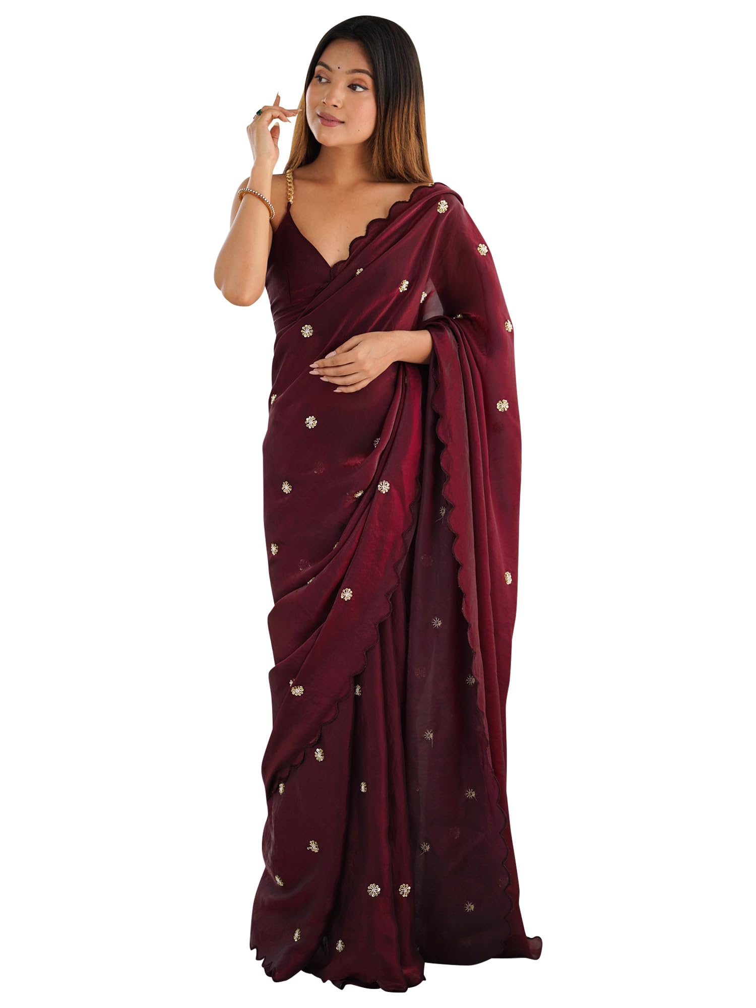 akhilam Women's Satin Silk Embellished Saree With Unstitched Blouse Piece (AARYAN16501_KR_Parent)-picture-18