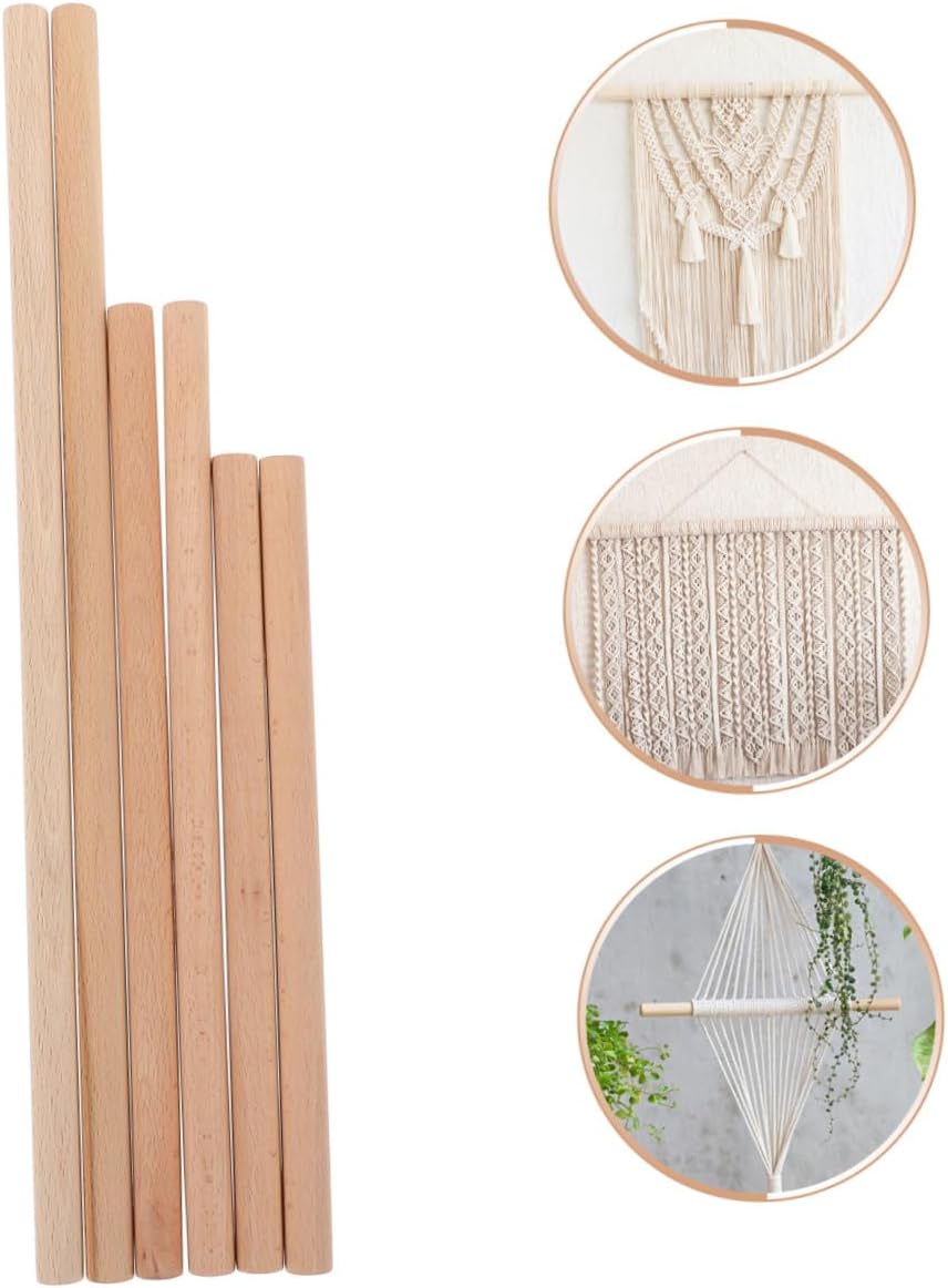 Gadpiparty 6pcs Manual Weaving Sticks Tapestry Making Tools for Projects Wooden Dowel Rods for Crafting Home Decor for Tapestry and Wall Art