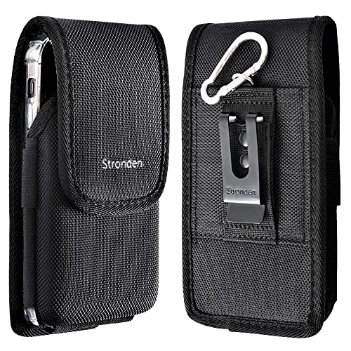 Stronden Holster for iPhone 13 Pro Max, 12 Pro Max, 11 Pro Max, XS Max - Military Grade Nylon Vertical Belt Holster Pouch w/Built in ID Card Holder (Fits Otterbox Commuter/Defender Case)