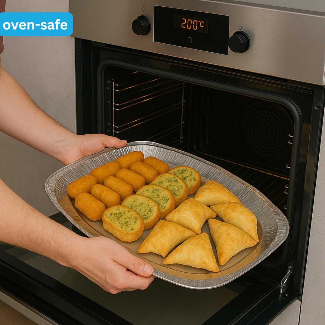 Enpack Alu Servierplatte 55cm - ovaler einweg Teller - große Tortenplatte für Catering, Party oder andere Veranstaltungen - Aufschnittplatte Serviertablett für Buffet (10)