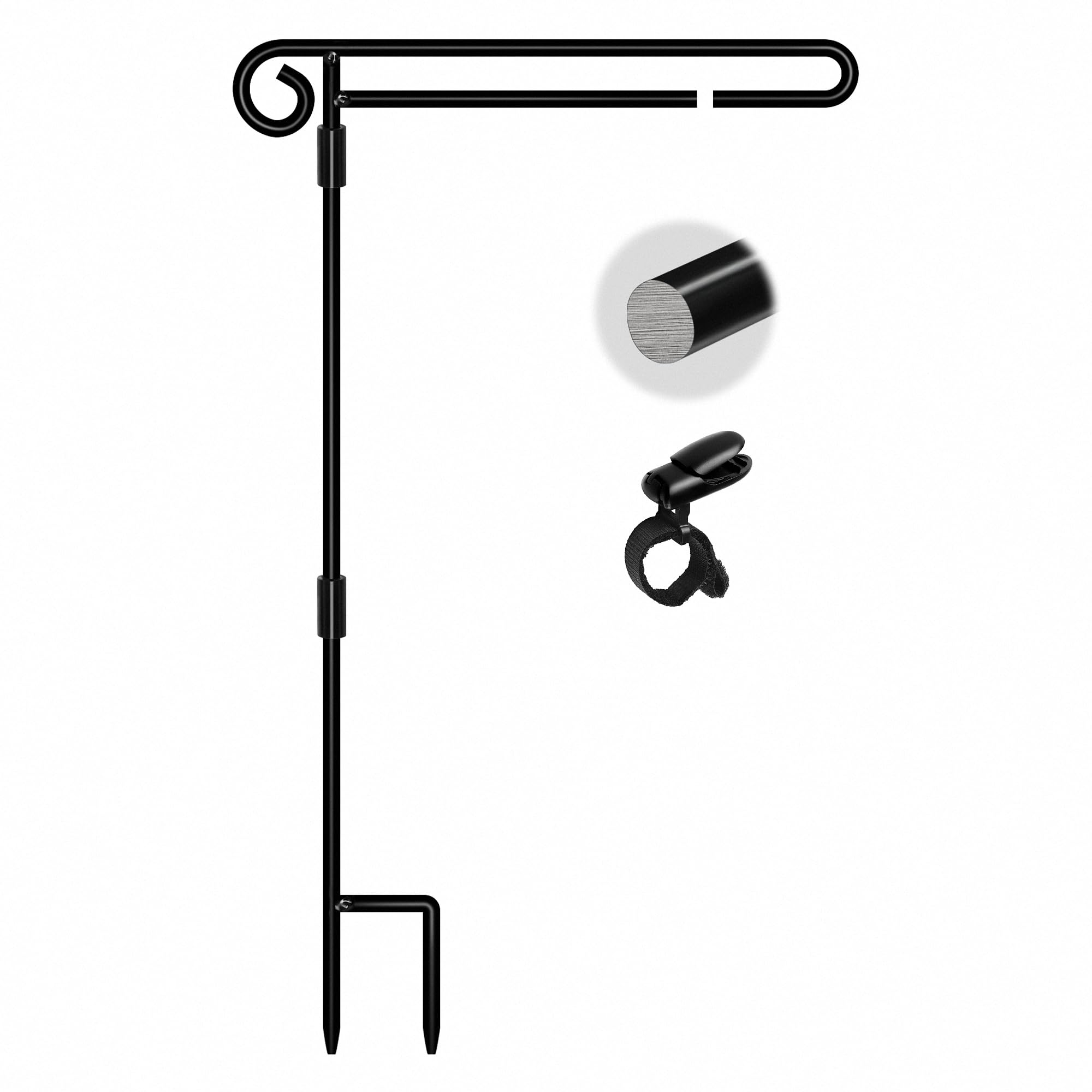 Garden Flag Stand Holder,Yard Flag Holder For Small Flags 12 x 18,Yard Sign Garden Flags Stake For Outside,Small Metal Garden Flag Pole For Yard With Tiger Clip