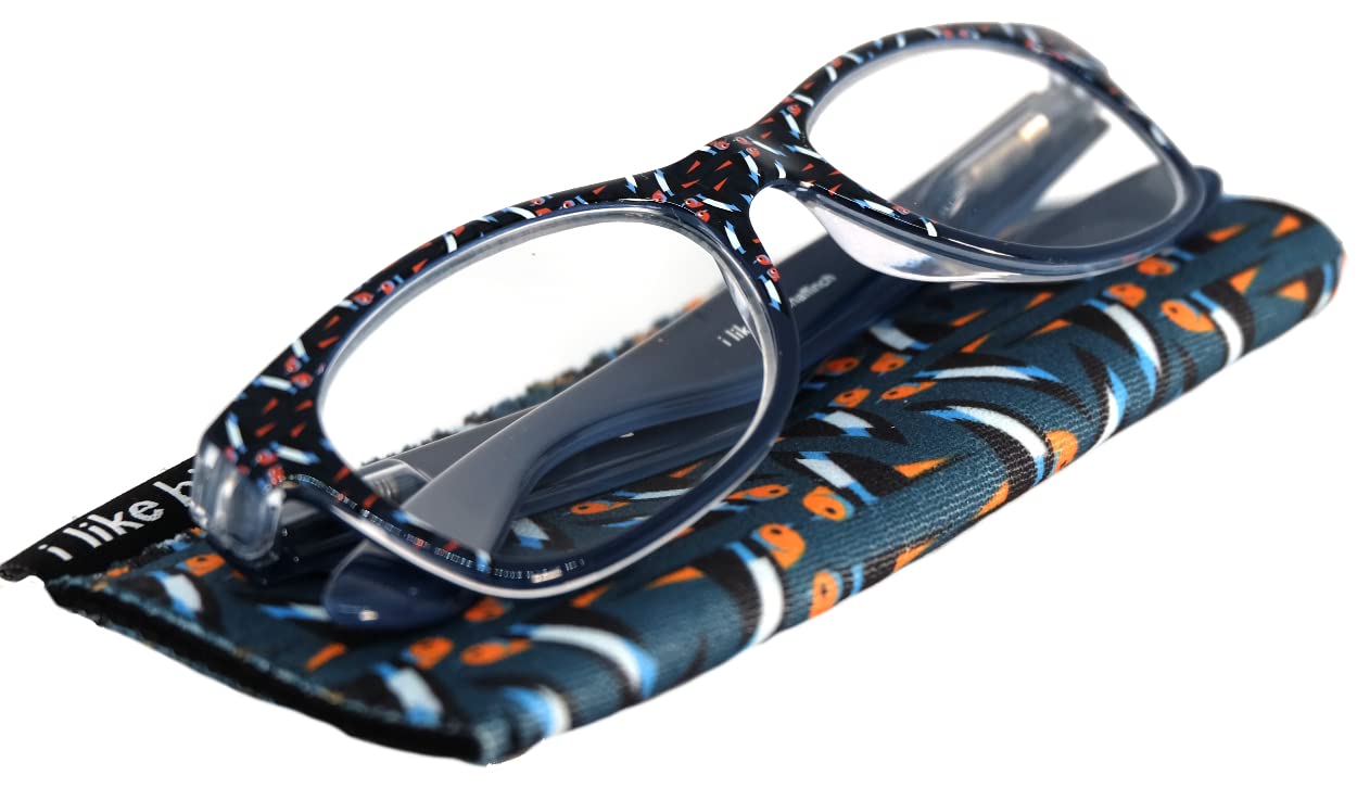 I Like Birds Women's Navy Mens Chaffinch Bird 2.50 Quality Designer Reading Glasses. Wayfarer Sprung Hinges