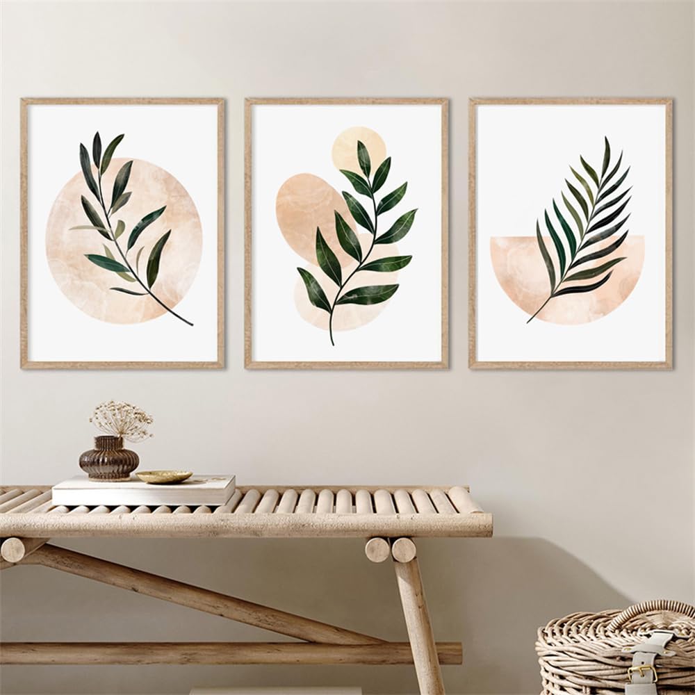 WBYZAC Botanical Posters-Beige Boho Palm Leaf Abstract Wall Art Canvas Painting Nordic Posters and Prints Wall Pictures for Living Kitchen Room Decor Artwork-60 * 70cm*3PCS (No Frame)