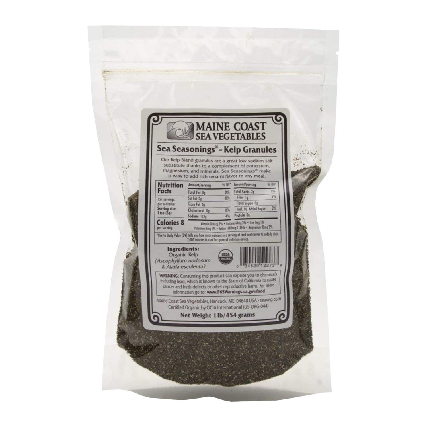 Maine Coast Sea Vegetables Kelp Granules Blend | Organic Seaweed Seasoning | Sustainably Harvested | Low Sodium Salt Alternative | Rich in Iodine|