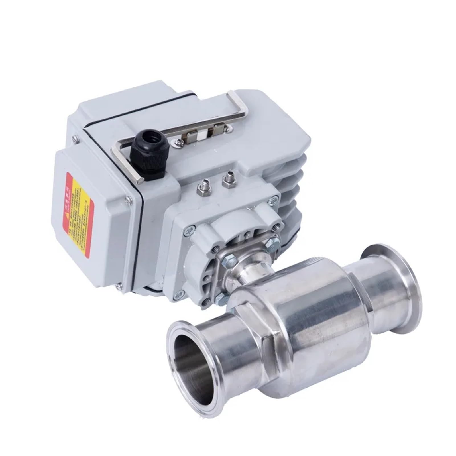 IPNDKBFL 57mm Q911F-16P 2-high platform electric ball valve stainless steel sanitary card sleeve(220VAC)
