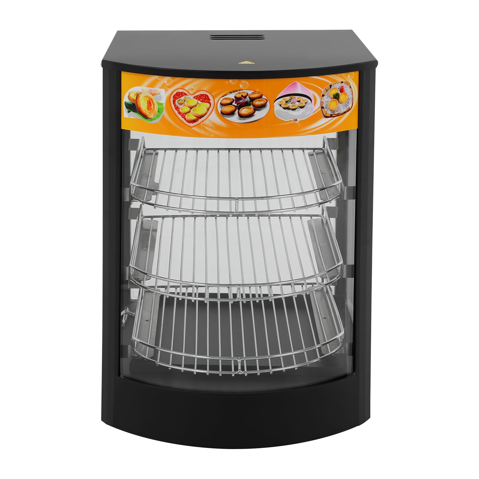 Scaldalibi commerciali a 3 livelli, 800 W, con luce, regolazione della temperatura da 30 °C a 85 °C, scaffale in filo a 3 livelli, contenitore per hamburger, pizza, pane, pollo arrosto
