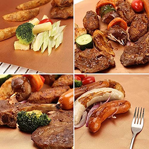 BBQ Grill Mat Set of 10, Non Stick Barbecue Grill Baking Mats Reusable Ovens & Baking Grilling Mats,Easy to Clean,Works on Great Liners for Your Baking Pans or Oven,White