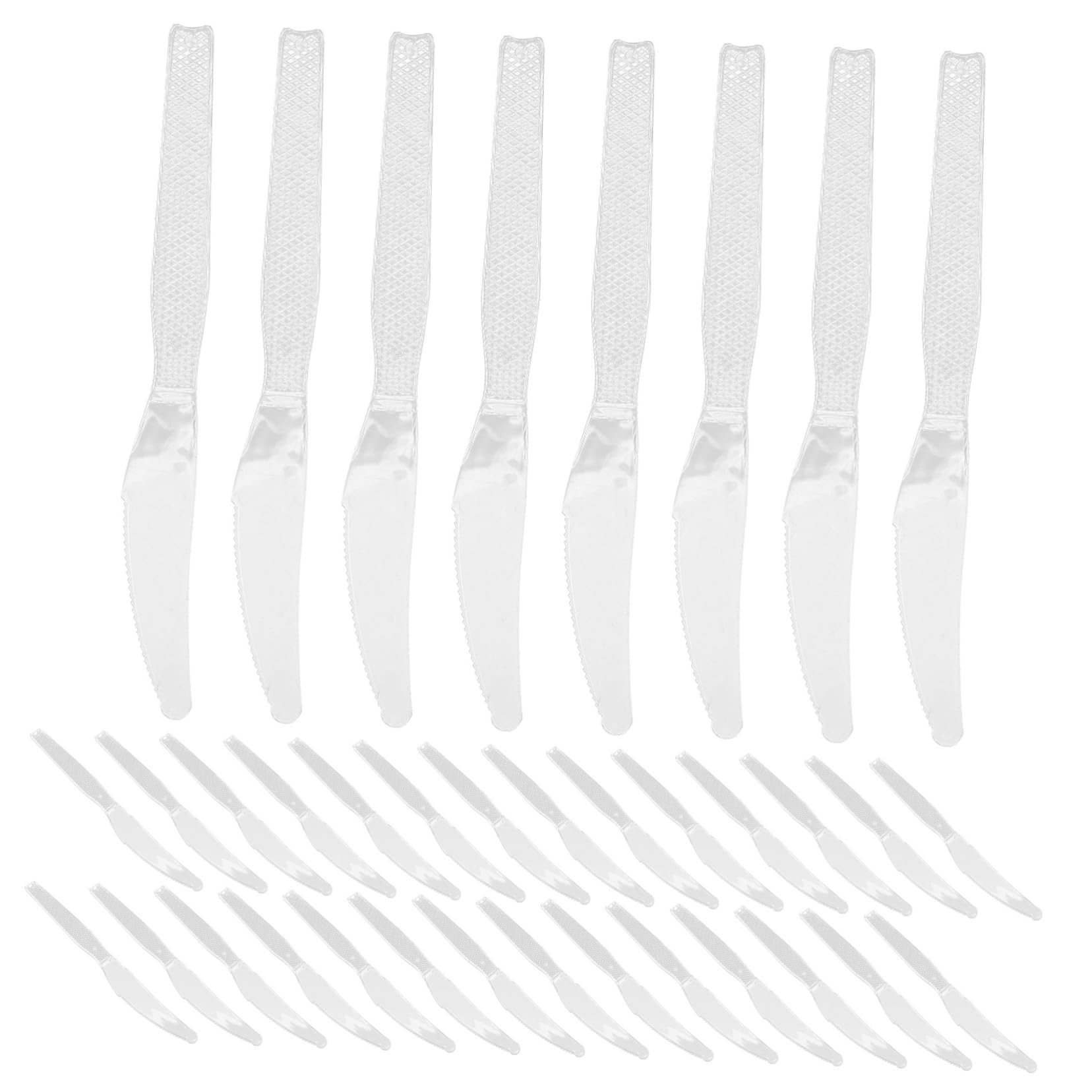 Beavorty 2sets Disposable Plastic Cutlery Transparent Party Utensils for Includes Spoons Forks and Knives for Catering Events and Everyday Meals