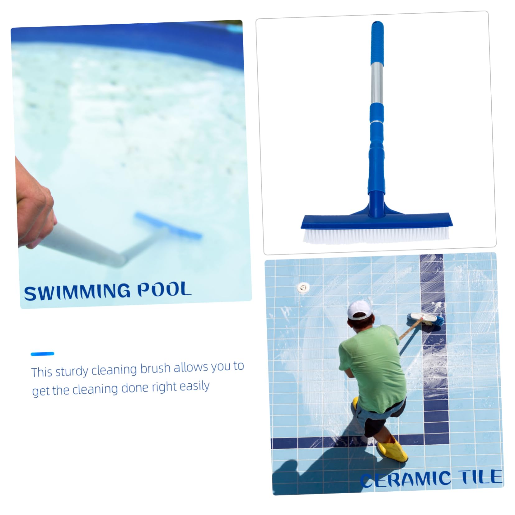 1 Juego Cepillo Limpiador de Piscina con Mango Telescópico para Paredes y Azulejos para Limpieza y Superficies de Piscina y Metros de Alcance