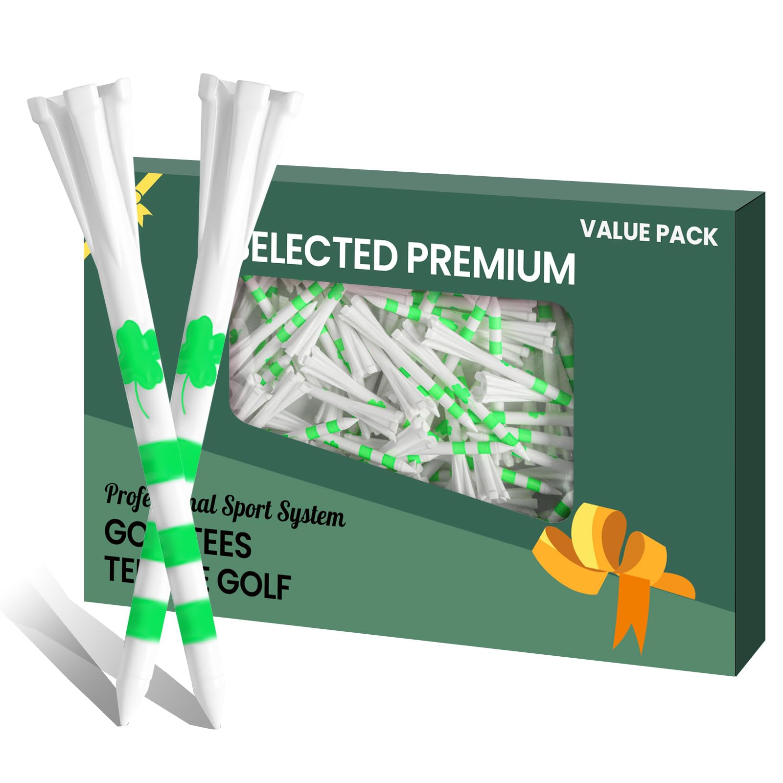 AXKAL Golf Tees Plastic 3 1/4 2 3/4 inch Unbreakable 30 50 100 Pack, Upgrade Long Stronger Bulk More Durable Stable Reduce Friction Side Spin Tee Gift For Women (Green, 50Pcs 2 3/4 inch)