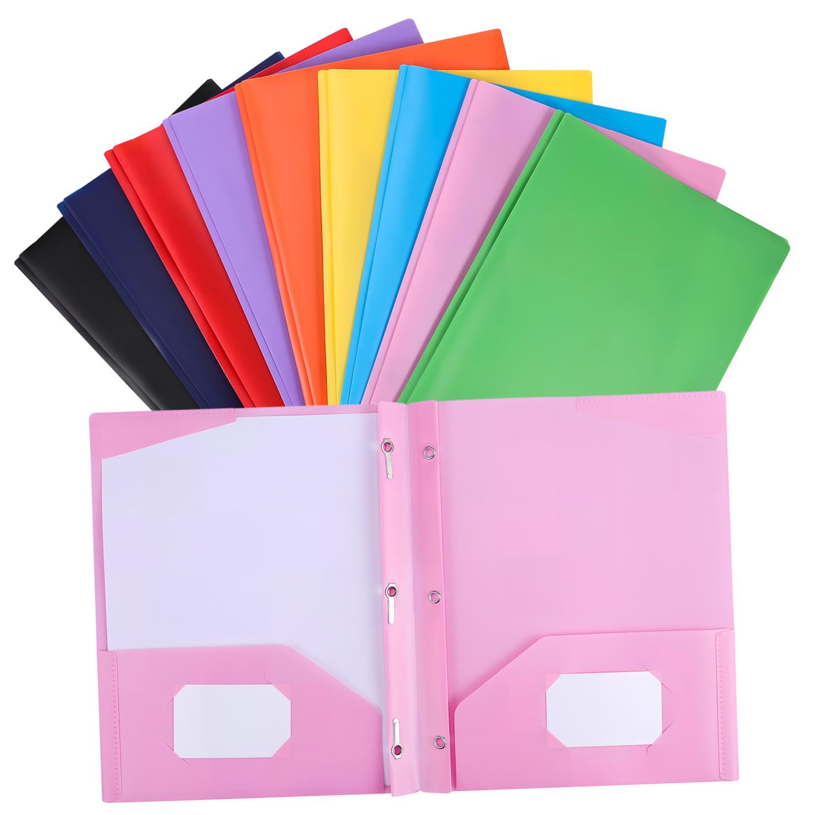 9 Stück Teiliges Kunststoff ordner mit Zwei Taschen Farbige Dokumentenmappe für Büro und Schule Robuster Plastik organizer zur Flexiblen Ablage und Übersichtlichen