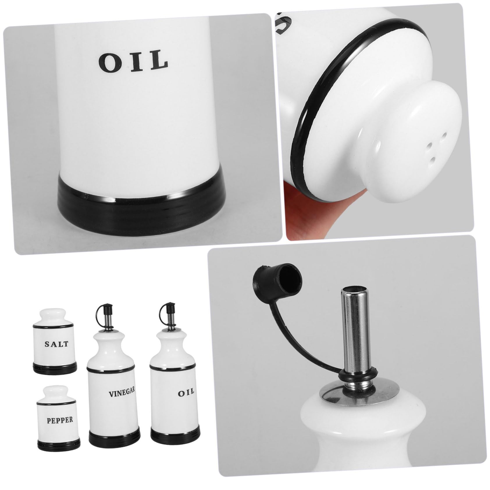 PRETYZOOM 4piezas Frascos De Condimentos De Cerámica Dispensador De Sal y Pimienta Para Cocina Recipiente Multifuncional Para Aceite Vinagre y Especias Para Decoración De Cocina y
